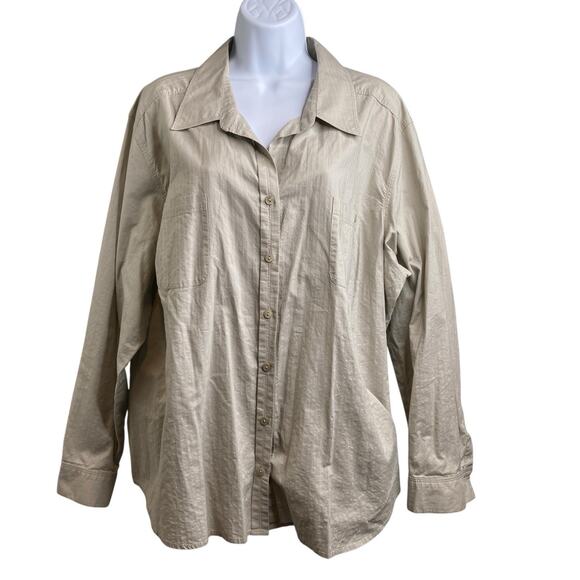 Sigrid Olsen Women's Beige 100% Cotton Button Up Shirt Size 3X Neutral Lagenlook - Picture 1 of 12